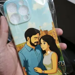 I can transform your couple photo into a beautiful anime-style illustration and print it on a custom phone case.