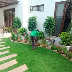 A member of our team doing routine maintenance in a residential garden. Consistent care like this is what keeps a garden looking great through every season.