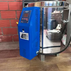 Here is Ember, fully installed in the studio against our brick wall. Its stainless steel body and advanced digital controller, The Genesis 2.0, represent the professional core of my pottery services.