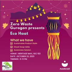 Announcing our Eco Haat with a special Diwali Swap table. We encourage the community to embrace what exists by swapping items like old electronics and ethnic dresses, promoting a circular economy during the festive season.