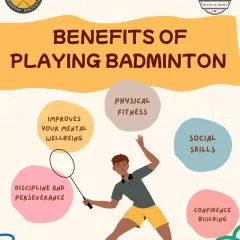 Our summer camp is designed for holistic development. This infographic explains the benefits of playing badminton, from physical fitness and mental well-being to building social skills and confidence.