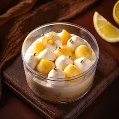 A bright and zesty option, the Lemon Cake tub is topped with delicate citrus pearls. It's a refreshing and light dessert for a late-night treat.