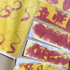 The results of our invisible ink experiment. Each child wrote a secret message and was amazed to see it appear, learning about chemical reactions in a fun and memorable way.