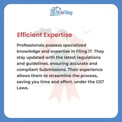Our team possesses specialized knowledge of the latest tax regulations. We ensure your IT returns are accurate and compliant, streamlining the process and saving you time and effort.