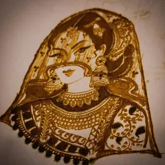 A demonstration of my portrait work, created entirely with organic henna paste. This design captures the shy and beautiful essence of a bride in her ghunghat (veil), showcasing the fine lines and shading techniques I use to bring figures to life.