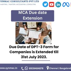 An alert regarding a due date extension from the Ministry of Corporate Affairs. The deadline for filing Form DPT-3 for companies was extended, providing relief to businesses.