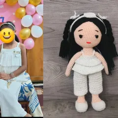 I love making dolls that look just like your little ones. This custom doll was made from a photo of a lovely girl for her birthday, matching her pretty white outfit. It is a wonderful way to create a special, personal gift.