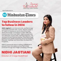 I am honored to be featured in the Hindustan Times as one of the Top Business Leaders to follow. This recognition reflects my 12+ years of dedication to helping over 1000 clients rediscover their potential through personal styling, corporate training, and confidence coaching.