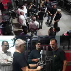 A hands-on training session with a Claypaky moving head fixture. This ensures our technicians can troubleshoot and operate the equipment to its full potential on set.