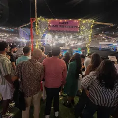 A view of the crowd gathered at our stall during The Lil Flea. We are so grateful for everyone who waits in line to get a taste of our gourmet cakes and desserts.