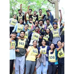 A duplicate of the whole team cheering after completing an obstacle course at a RYLA (Rotary Youth Leadership Awards) event. These events are all about teamwork and pushing your limits.