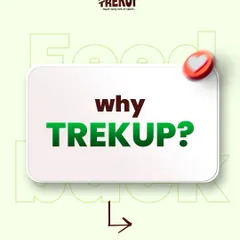 A graphic that simply asks "Why Trekup?" leading into a series of glowing customer reviews.
