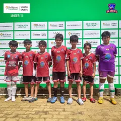Our Under-11 team, lined up and ready to compete at the Reliance Foundation Youth Sports tournament.