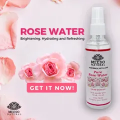 My Pure Rose Water is a versatile must-have for any skincare routine. It is traditionally steam-distilled from fresh roses and contains no additives. Use it as a refreshing face mist, a hydrating toner, or as a base to mix with my powder face packs.