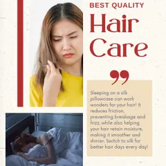 Here's a simple tip for better hair. Sleeping on a silk pillowcase reduces friction, which means less breakage and frizz. It also helps your hair retain moisture.