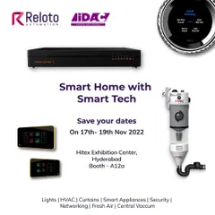 An event announcement for our smart home showcase at the IDAC exhibition. We display a full range of solutions, including controls for lights, HVAC, curtains, security, and more.