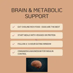 Support your brain and metabolism with these easy tips. Eating choline-rich foods like eggs, following a 12-hour eating window, and using cinnamon for insulin control are simple adjustments for long-term wellness.