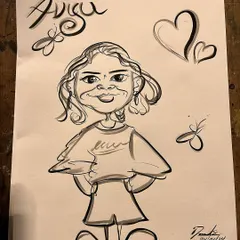 A duplicate of the full-body caricature of the young girl.