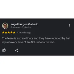 A direct review from a satisfied client who found our team to be "extraordinary" in cutting his ACL recovery time in half. This is the standard of care we aim to provide every patient.