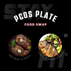 For my non-vegetarian clients with PCOS, I recommend swapping red meat for fish. Fish is a smart choice because it's rich in anti-inflammatory omega-3 fatty acids, which can be particularly beneficial for managing PCOS symptoms.