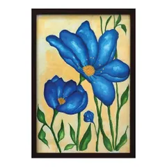 I love working with bold colors, and these blue watercolor flowers against a warm yellow background are a perfect example. This piece is about finding hope and beauty, a vibrant statement for any wall.