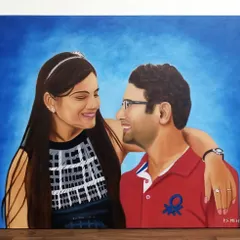Turning a favorite photo into a hand-painted memory is what I do best. This custom couple portrait was a joy to create, focusing on the warm interaction and smiles to make a piece that feels alive and full of love.