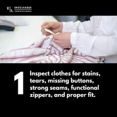 Thrifting Tip #1: Always inspect clothes carefully. Look for stains, tears, missing buttons, and check the seams and zippers to ensure the item is in good condition.