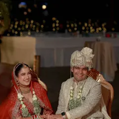 A beautiful moment between the bride and groom. My focus is on creating a long-lasting look that stays perfect through all the smiles, tears, and celebrations of the wedding night.