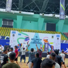 A wide shot of the Zumba warm-up session I conducted for the Guwahati Half Marathon. I can command a large space and lead hundreds of participants in a synchronized, energetic routine.