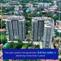 In less than four years, our solar system at Maurishka Palace has generated 6.6 lakh units of electricity, a testament to its performance and reliability.