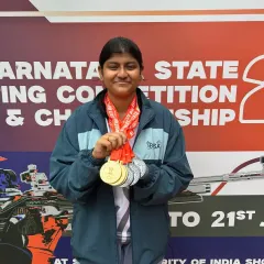 A phenomenal performance by Niharika, who secured six medals at the Karnataka State Shooting Championship. She won three golds in team events and three bronze medals in individual categories, showing her complete dominance.