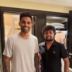 It's always a pleasure to work with one of the best, Suryakumar Yadav. Getting him camera-ready is part of my job, and I make sure the experience is convenient, whether at a hotel or home.