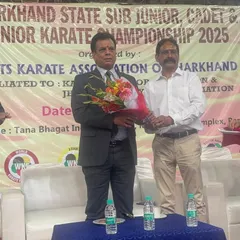 Being welcomed as the Chief Guest at the Jharkhand State Cadet, Junior, and Sub-Junior Karate Championship in Ranchi.