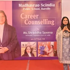 Delivering a career counseling session at Madhavrao Scindia Public School in Bareilly. It is an honor to guide the next generation and inspire them to pursue their passions fearlessly.