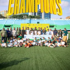 Champions! Our U-13 Girls team and their coaches celebrate their first-ever title in this age group, a huge milestone for women's football at our academy.