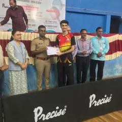Deepit Patil receiving his award after winning the gold medal in the Men’s Singles at the 1st Maharashtra State Ranking tournament in Sangli.