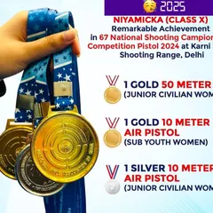 Celebrating the incredible achievement of our young shooter, Niyamicka, at the 67th National Shooting Championship. Winning two golds and a silver in 10m and 50m pistol events shows the versatile skill set we develop at the academy.
