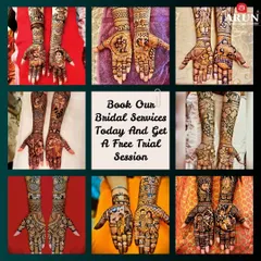 A collage of our diverse bridal portrait work, highlighting our offer of a free trial session for bridal bookings.