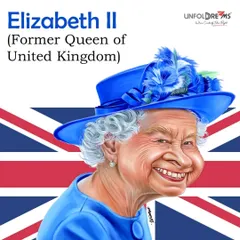A caricature of the former Queen of the United Kingdom, Elizabeth II.