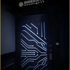 Our experience center door is more than an entryway; it is a statement of our brand. The glowing circuit design represents our core mission: to seamlessly integrate technology into your environment.