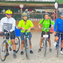The squad at our favorite pit stop, Rao Hotel, during a 100km+ ride to Manesar. These breaks are essential for refueling and sharing a laugh before we hit the road again.