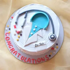 Another overhead shot of the cake I made to congratulate a new doctor.