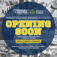 Opening soon. Manav Rachna Sports Academy is bringing elite coaching and world-class infrastructure to MRIS Charmwood, with sports like basketball, taekwondo, gymnastics, and more.