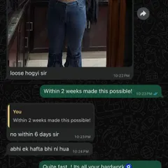 This is the kind of message that makes my day. This client saw her jeans get loose in just six days, not by starving, but by following a diet plan that works with her body. It's proof that quick, visible results are possible with the right strategy.