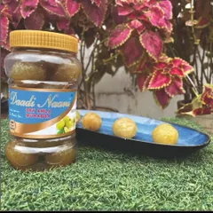 This is how our Dry Amla Murabba looks when served. You can see the natural texture of the amla. It is a great alternative to the syrupy version if you prefer something less sweet.
