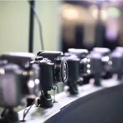 This is a close-up of the multi-camera rig for our Bullet Time photo booth. This technology freezes a moment in time, capturing a dramatic, Matrix-style shot that adds a high-production-value feel to any brand activation or party.