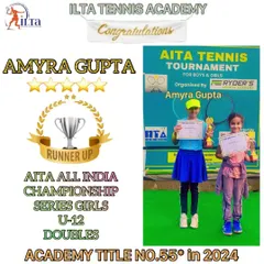 Congratulations to Amyra Gupta, the runner up in the AITA All India Championship Series for Girls U-12 Doubles. Performing at an AITA tournament is a significant achievement and shows her readiness for the national circuit.