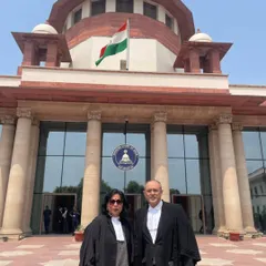 At the steps of the Supreme Court of India, where I regularly file Public Interest Litigations (PILs) and argue cases to challenge systemic injustice. Taking the fight to the highest court in the land is essential for driving national-level legal reforms and ensuring accountability.