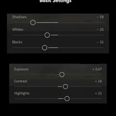 A look at the Basic Settings panel in Lightroom. We'll start here, learning how to properly fix exposure, recover details from shadows and highlights, and set a solid foundation before moving on to more creative edits.