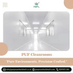 A long, sterile hallway inside one of our PUF cleanrooms. We craft pure environments with precision, ensuring our advanced solutions meet the compliance and efficiency needs of your operations.